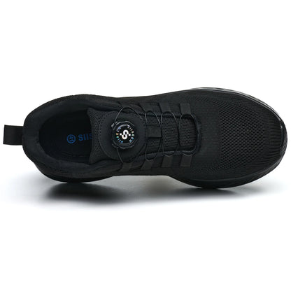 Men's Safety Shoes Anti-impact Lightweight Breathable Plastic Cap Toe Work Shoes Fashionable Button Design for Men