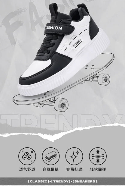 Green Skateboard Shoes Kids Trainers Fashion Lightweight Children's Sports Shoes Comfortable Non-slip Casual Sneakers For Boys