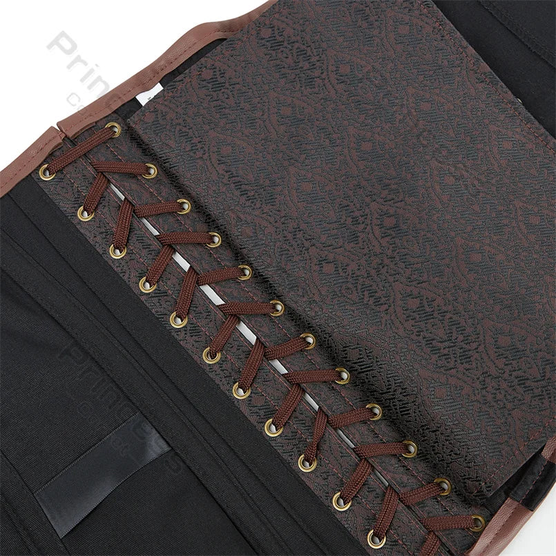 Steampunk Corsets for Women V-neck Gothic Corset Jacquard Corset Vest Cosplay Costume Pirate Corset Brown Black