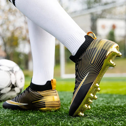 Professional Men Ankle Football Boots Outdoor Grass Cleats Unisex Soccer Shoes Long Spikes Tf Football Shoes Chuteira Society
