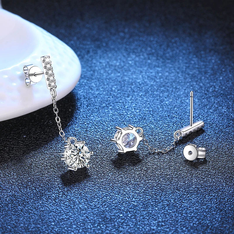 1ct Moissanite Studs Drop Earrings for Women Lab Diamond 925 Sterling Silver Women's Earring Wedding Party Stud Earring