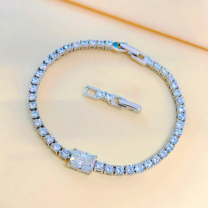 S925 Sterling Silver Moissanite Tennis Bracelet 6*8mm D Color Rectangular Shaped Radiant Cut Diamond Bracelets for Women Jewelry