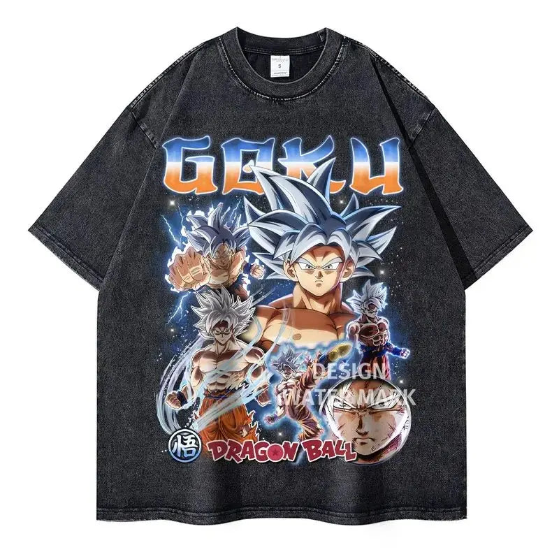 T-shirt Man Women Vintage Washed Short Sleeve Tee Streetwear Loose Casual Tops