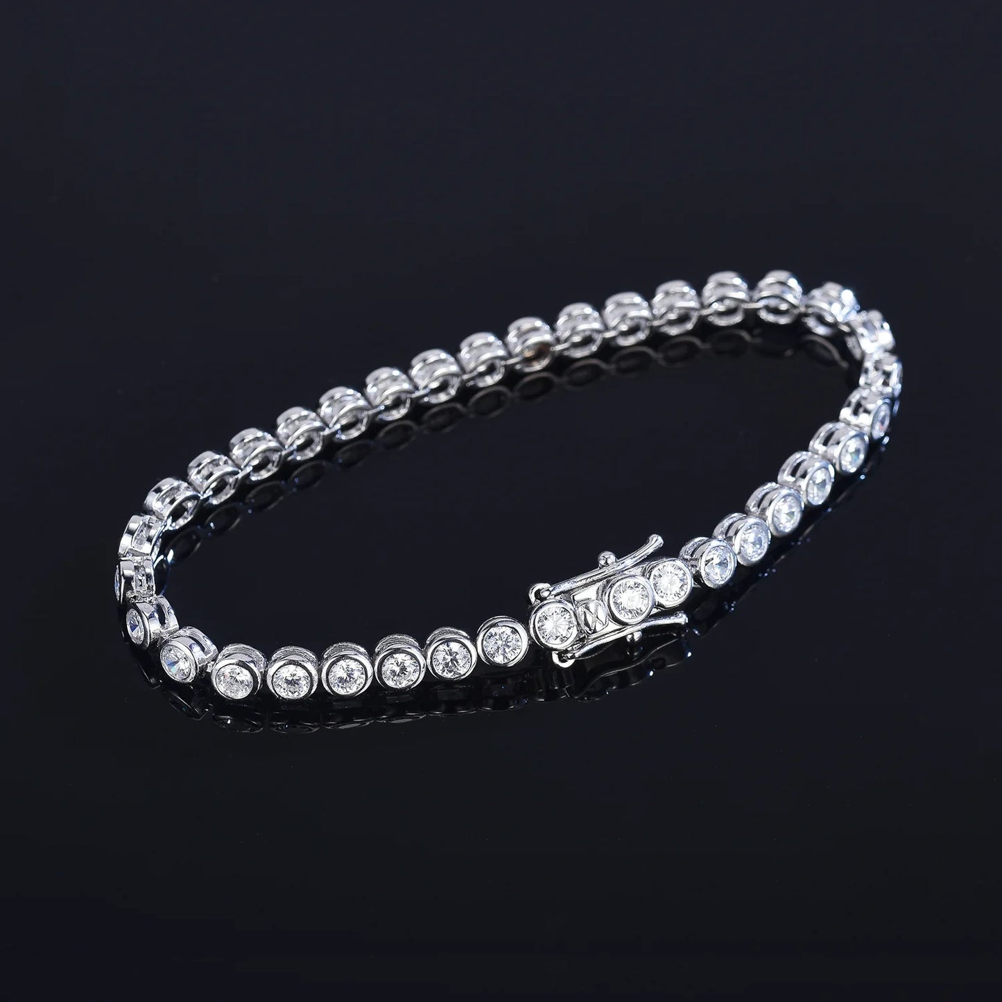 2mm 3mm Moissanite Round Bubble Diamond Tennis Bracelets for Woman Men 925 Silver Plated 18k Gold Hip Hop Chain Bracelet