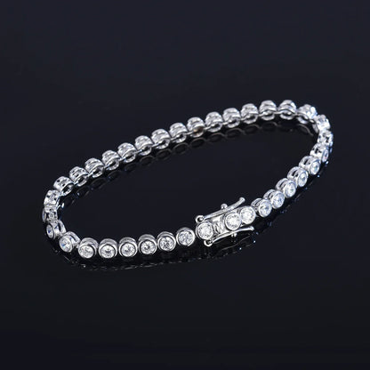 2mm 3mm Moissanite Round Bubble Diamond Tennis Bracelets for Woman Men 925 Silver Plated 18k Gold Hip Hop Chain Bracelet