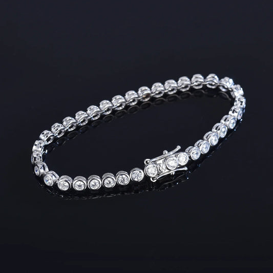 2mm 3mm Moissanite Round Bubble Diamond Tennis Bracelets for Woman Men 925 Silver Plated 18k Gold Hip Hop Chain Bracelet
