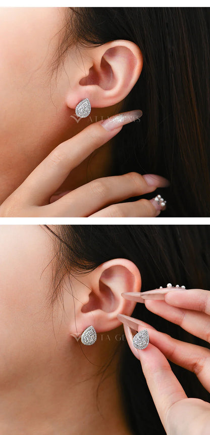 Teardrop Shape Earrings Moissanite DVVS1 Round Cut 925 Sterling Silver Gold Plated For Women Wedding Party Jewelry Gift