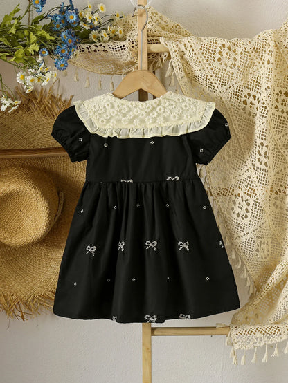 1-6Yrs Casual Summer Kids Girls Dress Floral Kids Clothes Ruffled Collar Purple Baby Girl Princess Dress New Flower Girl Dresses