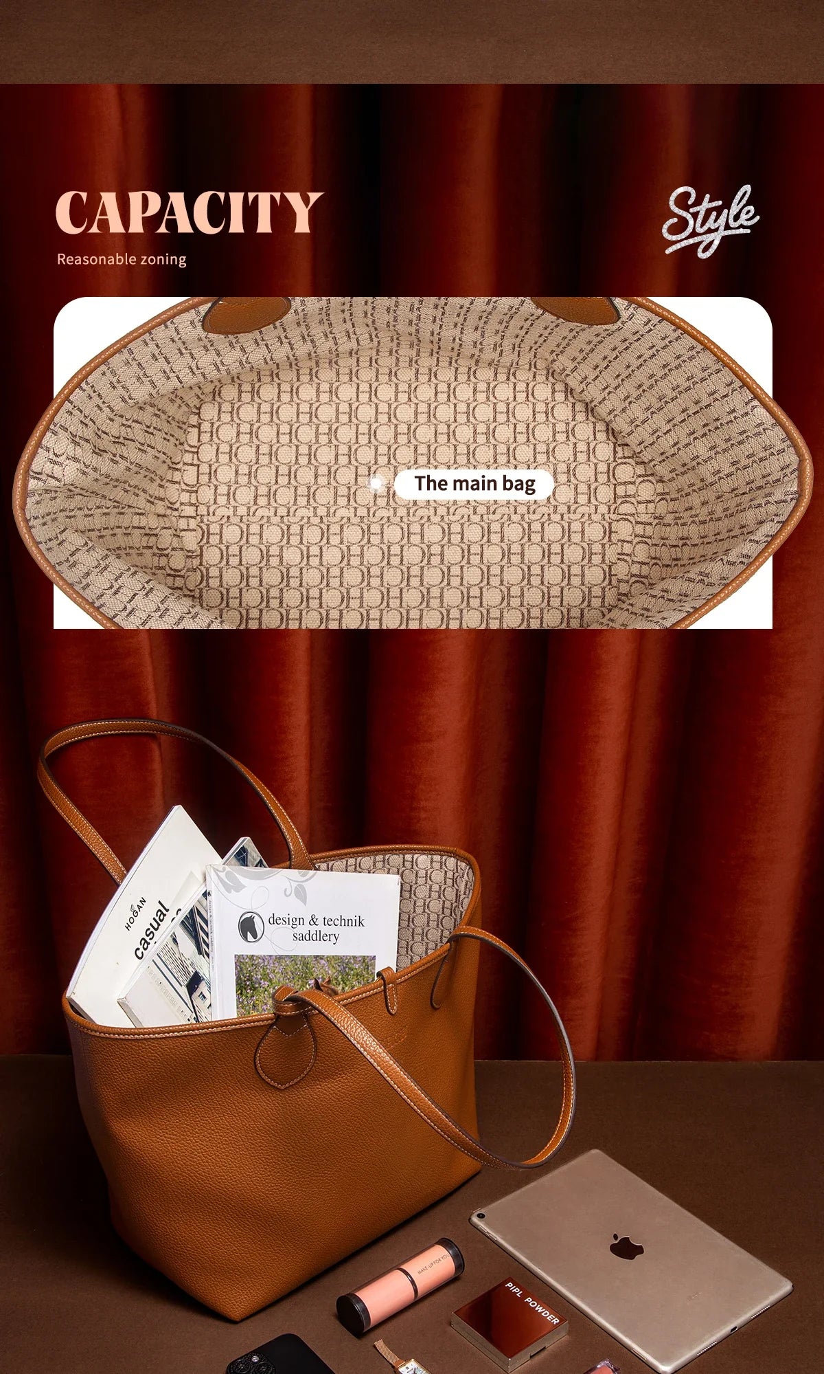 Women's Tote Bag 2025 Autumn New Coffee Color Handbag Double sided Mother Child Casual Shopping Bag