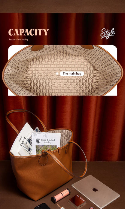 Women's Tote Bag 2025 Autumn New Coffee Color Handbag Double sided Mother Child Casual Shopping Bag