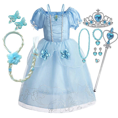 Girls Costume Sleeping Beauty Aurora Princess Party Rapunzel Halloween Snow White Cosplay Costume Kid Cinderella Dress up