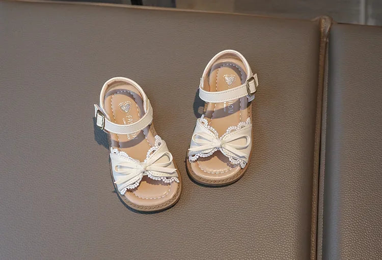 Girls Cute Lace Bow Princess Sandals New Little Kids Soft-soled Beach Summer Shoes Size 22-31