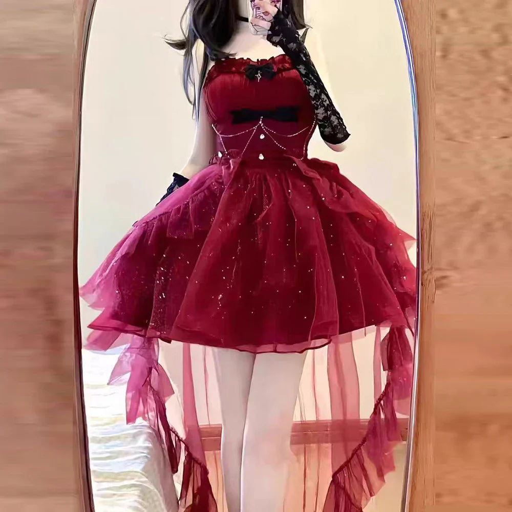Summer New French Fashionable, Waist Wrapped, Slim and Slim Slim Sparkling Tailed Dress Short Skirt for Women