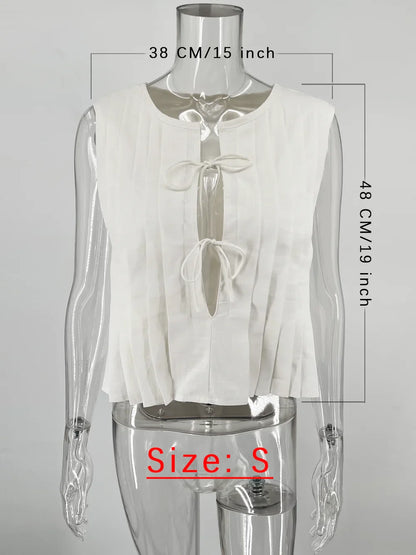 White Bandage Ribbed Tank Top Shirts For Women Hollow Out Sleeveless Slim Summer Fashion Vest Women's Lace-Up Vest Y2k Top