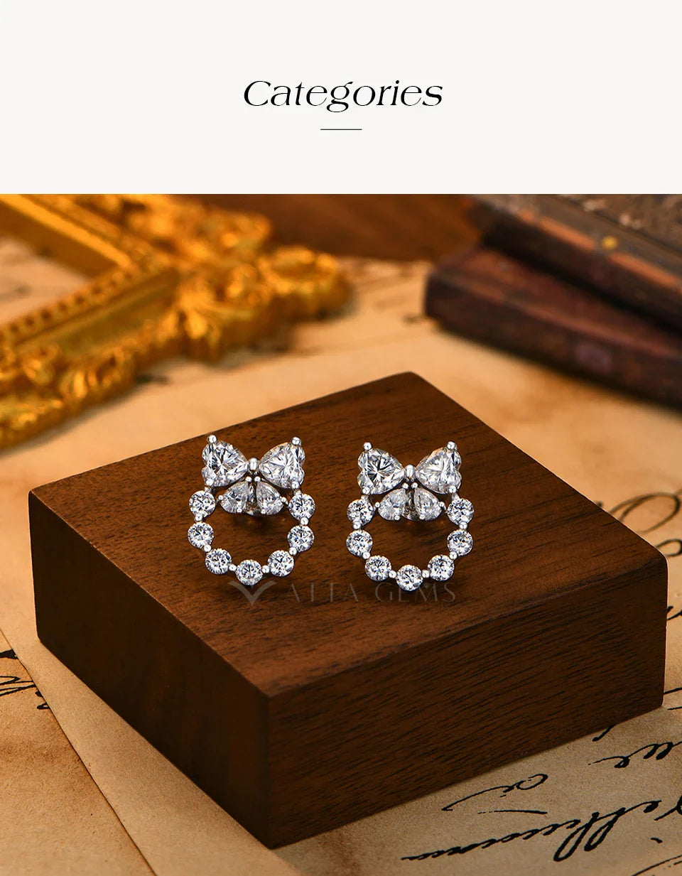 Heart Moissanite Earrings Bow Wreath Design S925 Silver 18k Gold Engagement Jewelry for Women Birthday Gifts Wholesale
