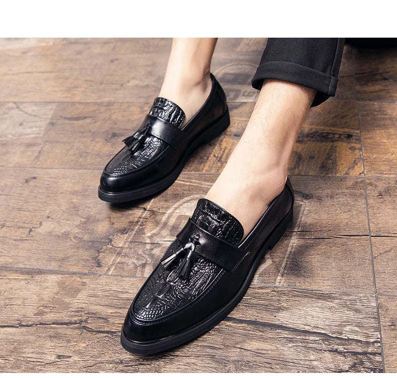 Men's Dress Shoes Formal Leather Loafers Male Tassel Social Casual Business Shoes For Men Wedding Office Party Leather Shoes