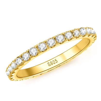 2mm D Color Moissanite Ring 925 Sterling Sliver Solid 18k White Gold Eternity Band Wedding Engagement Rings For Women