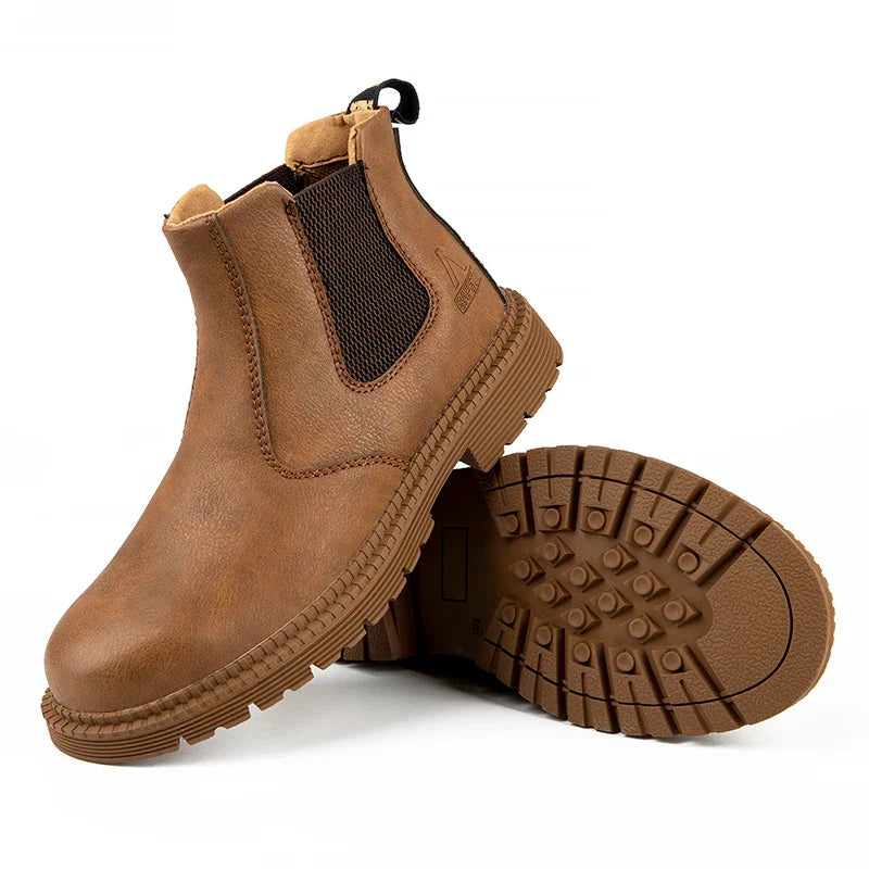 Waterproof Work Men Safety Boots Leather Boots Indestructible Male Work Shoes Men Winter Boots Safety Shoes With Steel Toe Shoe