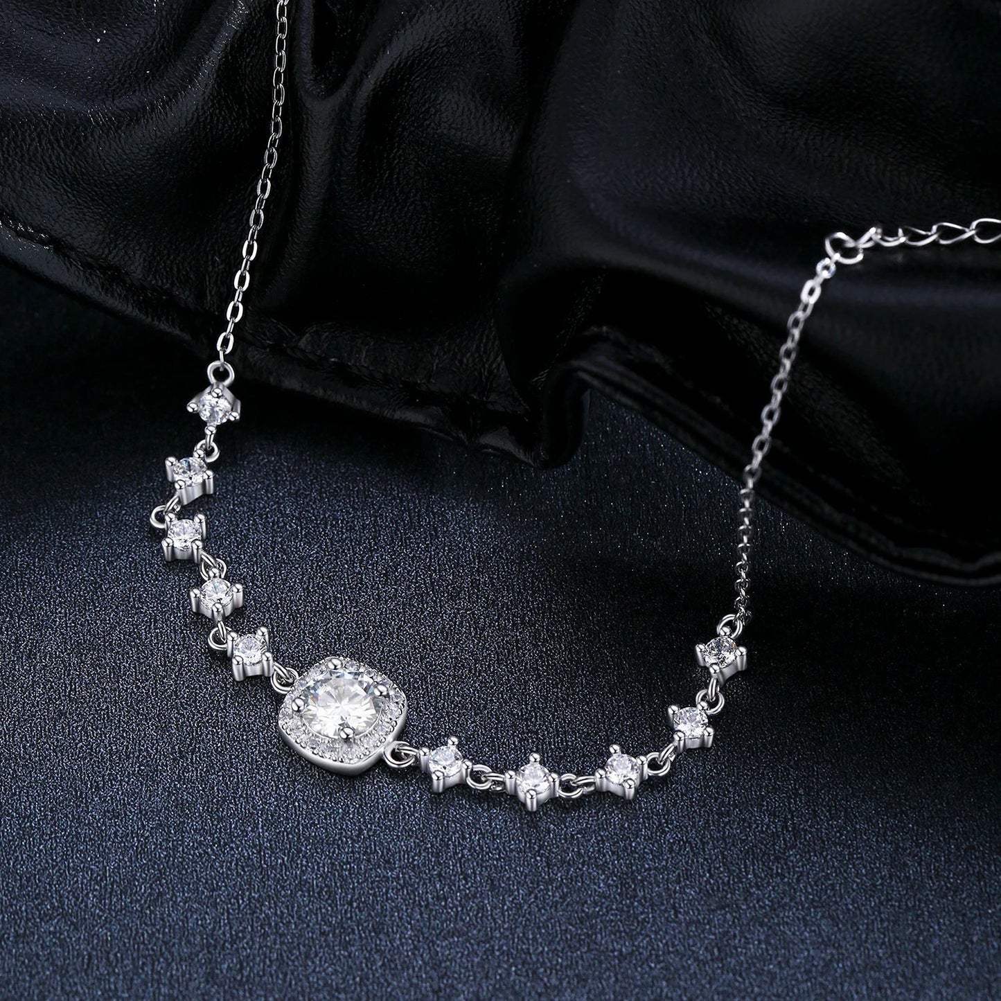 0.8CT D Color Moissanite Luxury Bracelet 925 Sterling Silver Halo Bracelet For Women Bridal Wedding Statement Jewelry