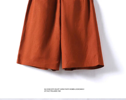 Cotton and Linen Shorts for Women Summer 2025 Loose High Waisted Wide Leg Pants Casual Versatile Solid Retro Straight Shorts