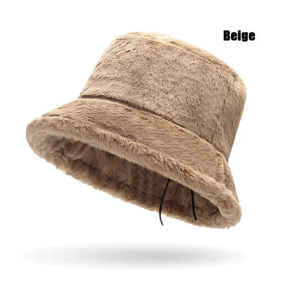New Fall and Winter Thickened Warm Womens Plush Bucket Hat Leopard Hat