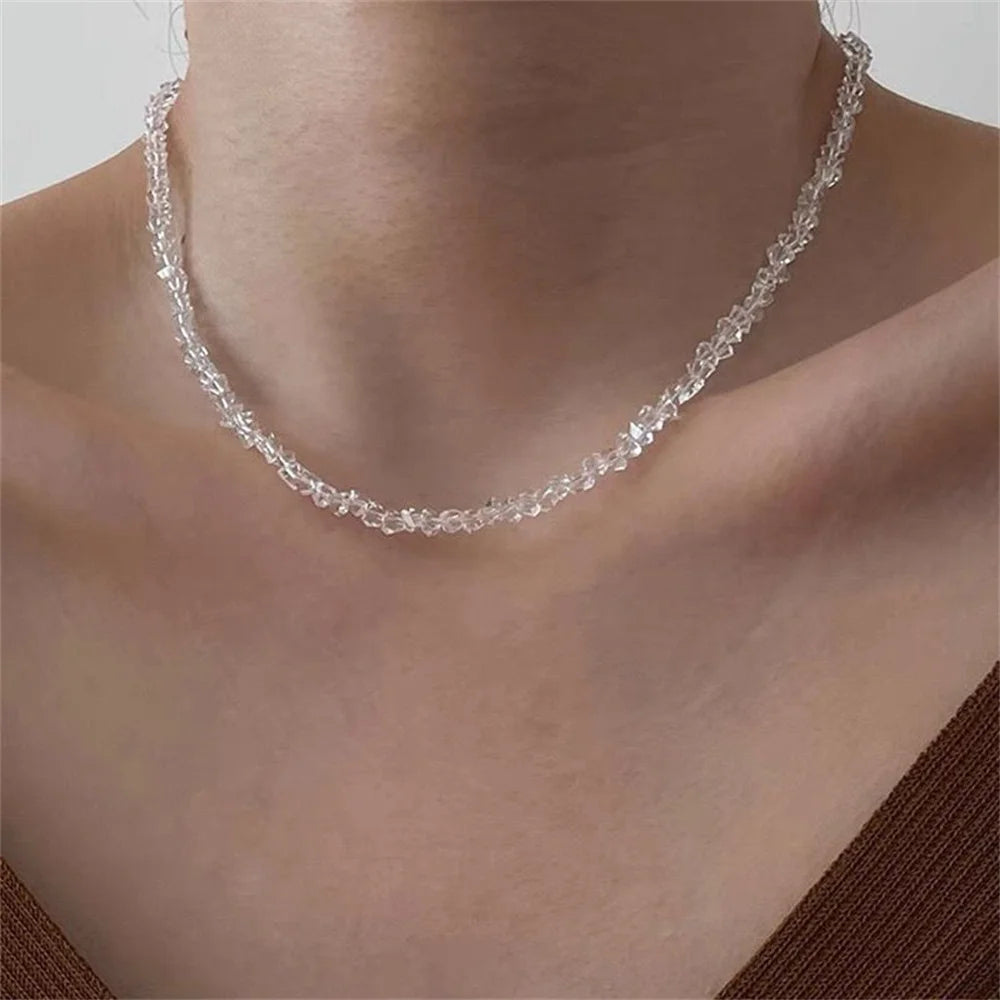 Necklace For Women Female Boho Geometric Baroque Transparent Crystal