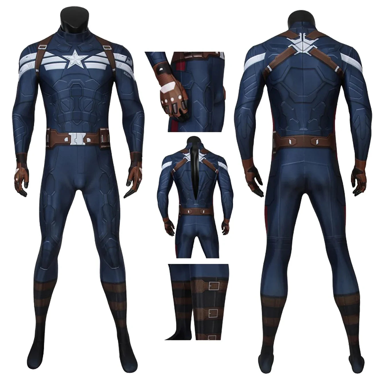 Captain America Cosplay Costume 3D Printed Spandex Zentai Suit for Men Superhero Halloween Party  Cosplay Outfit
