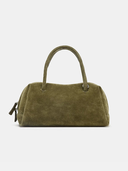 Ladies' single-shoulder bag, suede hand-held crossbody zipper bowling bag, Boston Korean wave women's bag