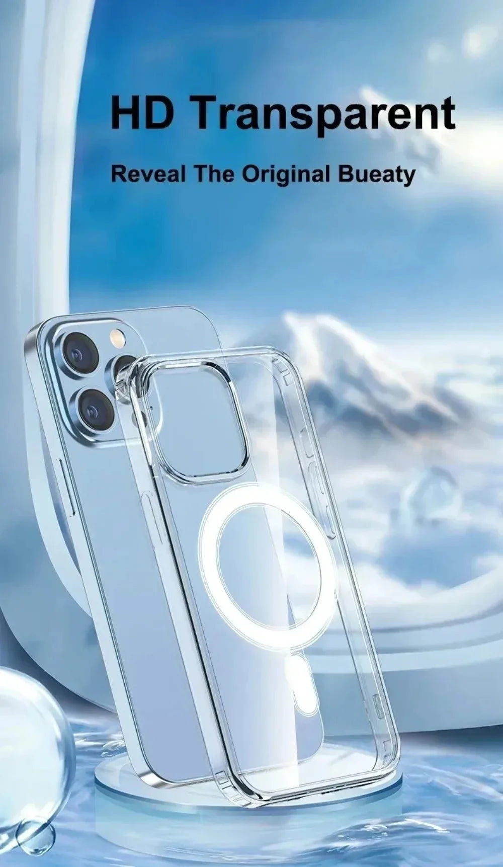 Transparent Original Magnetic Phone Case for iPhone 17 16 15 14 Plus 13 12 mini 11 Pro XS Max XR for Magsafe Acrylic Clear Cover