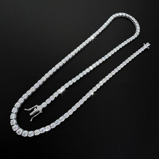 Luxury  Jewelry VVS Moissanite  Sterling Silver 925 Fashion Moissanite Tennis Chain Bracelet and Necklace For Women