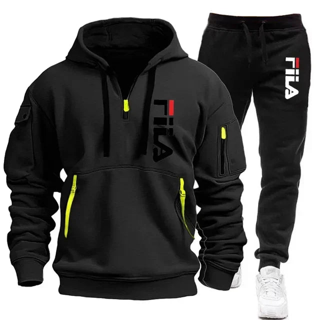 Two sets of 2025 new fashionable men's sportswear, a zippered hooded sweatshirt and sweatpants, for casual fitness and jogging