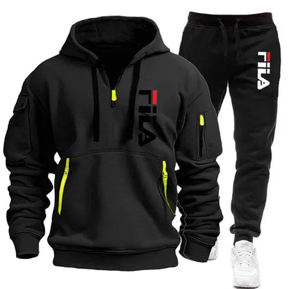 Two sets of 2025 new fashionable men's sportswear, a zippered hooded sweatshirt and sweatpants, for casual fitness and jogging