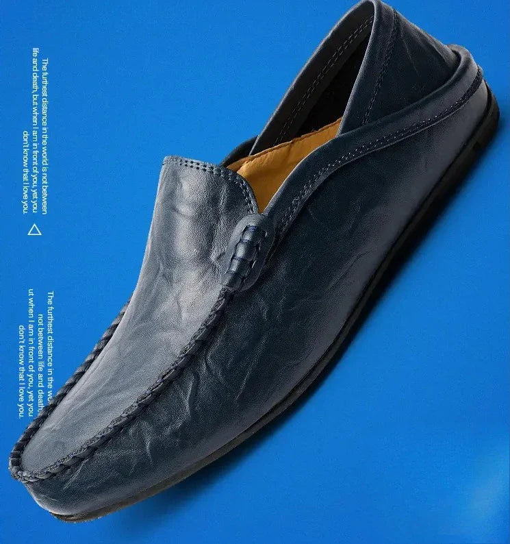 Men Leather Loafers Comfortable Slip On Shoes Breathable Lightweight Walking Shoes for Big Size 47 Casual Soft Driving Shoes