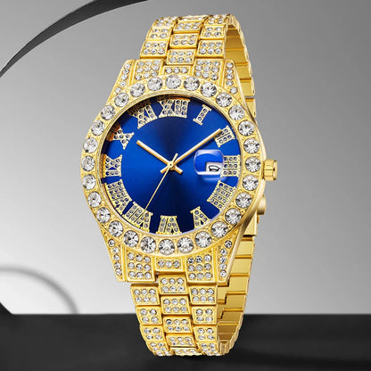 1PCS Women's Luxury Watch Set Trendy Luxury with Calendar and Water Diamond Quartz Watch Suitable for Daily Clothing Matching