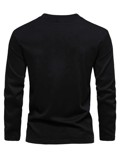 Brooklyn New York Printed Men's 100% Cotton Loose and Comfortable Sports and Leisure Round Neck Long Sleeve T-shirt Top