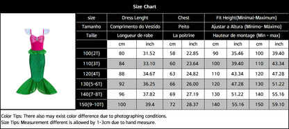 Little Mermaid Ariel Princess Girl Dress Up Charm Costume Kids Birthday Party Disguise Luxury Fishtail Clothes Wigs Sets