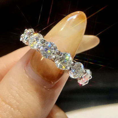 Pretty 1.5mm-5mm Full Moissanite Row Rings for Women S925 Silver Sparkling D color VVS1 Moissanite Diamond Women's Rings Gift