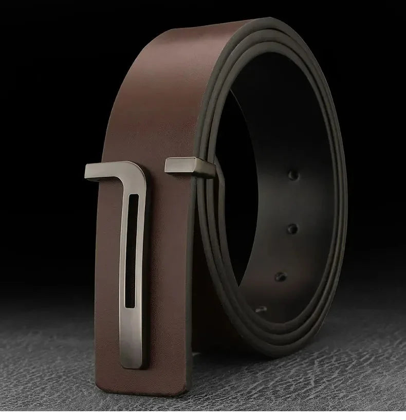 3.8cm Fashion Men's Belts High Quality Designer Luxury Famous Genuine Leather Belt Jeans Formal Cowskin Black Male Waist Strap