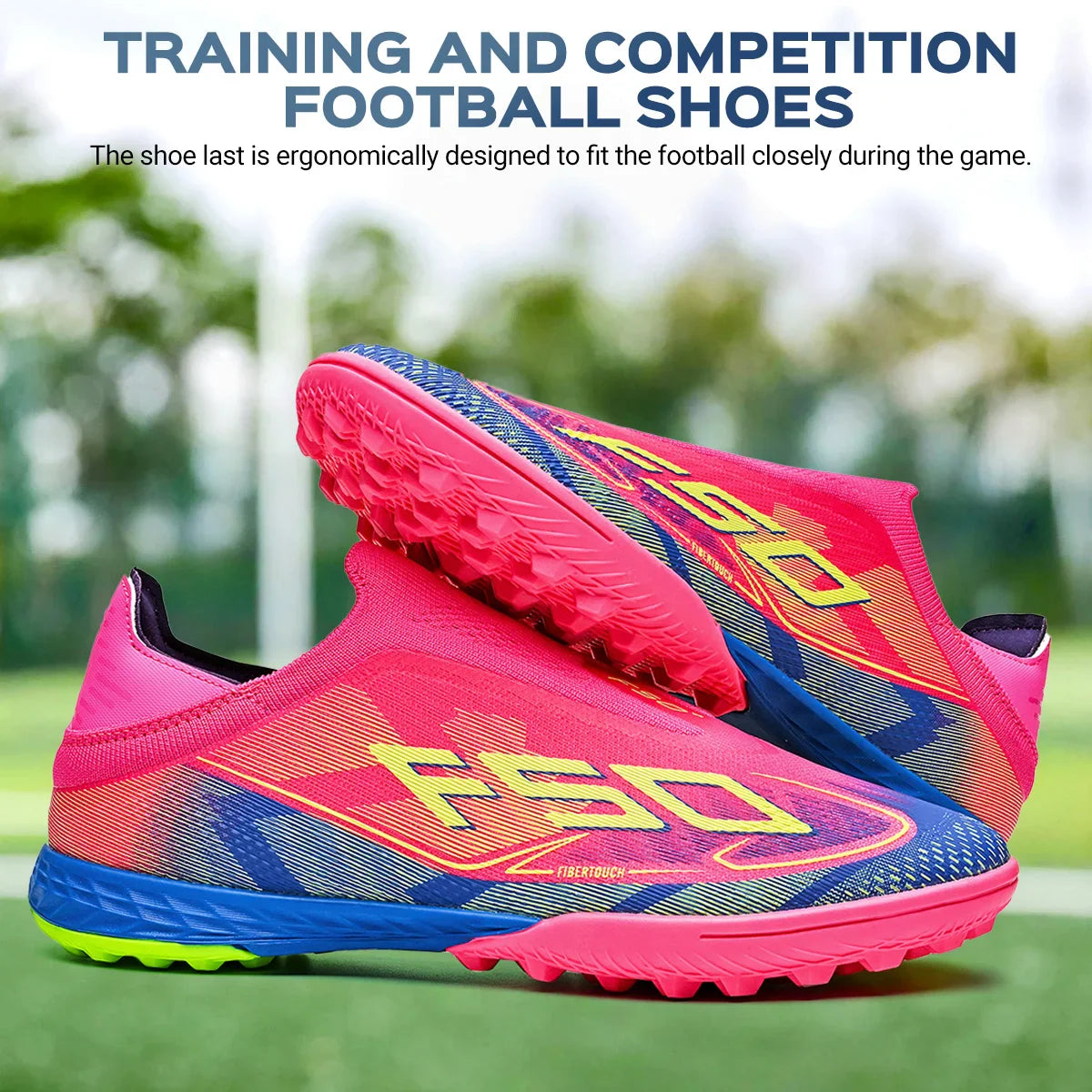 TF Football Shoes Kids Boys Girls PU Upper Durable Rubber Sole Anti-slip Wear-resistant Training Sneakers