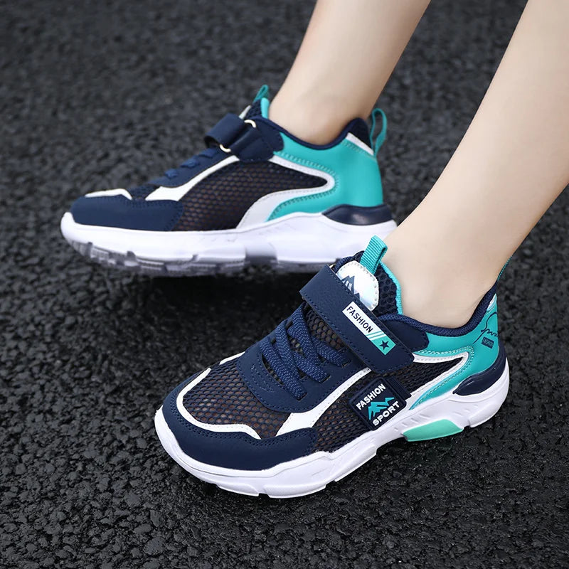 Kids Fashion Mesh Running Shoes Youngsters Teens Casual Walking Students Sneakers Breathable Soft Children Outdoor Sports Tennis