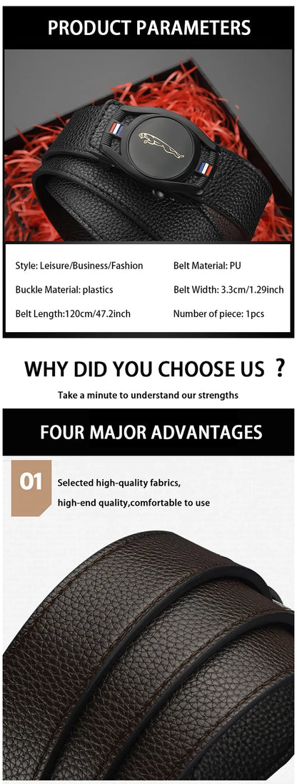 1pc Fashion Business Men'S Belt Genuine Luxury Brand Belt Automatic Buckle Belt PU Leather Soft Belt With Cargo Pants Jeans Belt