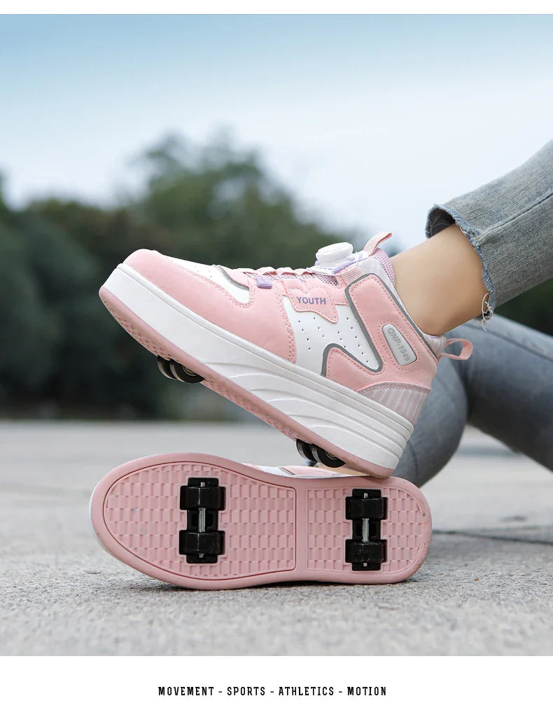 Students children's shoes four wheel light shoes Boys invisible roller shoes large size outdoor sports walking shoes women