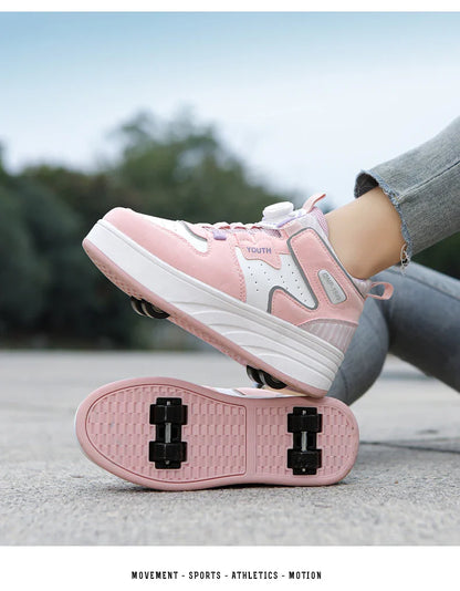 Students children's shoes four wheel light shoes Boys invisible roller shoes large size outdoor sports walking shoes women
