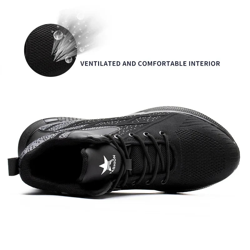 Men's Work Shoes Steel Toe Anti-Puncture Safety Shoes Man Comfortable Lightweight Fashion Men's Safety Shoes Men's Work Boots