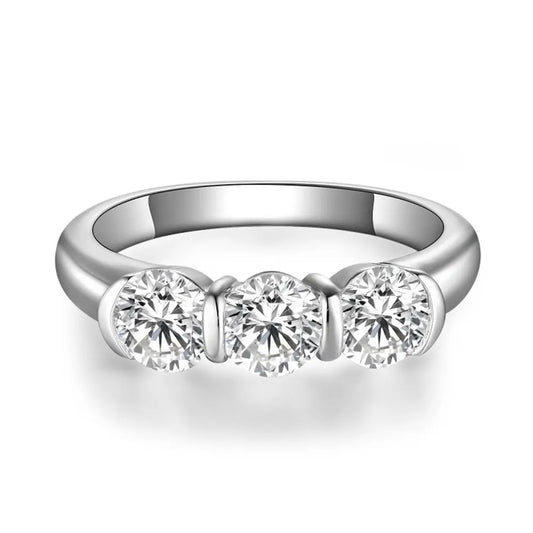 5mm Round Moissanite Ring s925 Sterling Silver 18K White Gold Plated, GRA Certified Diamond Engagement Rings for Women