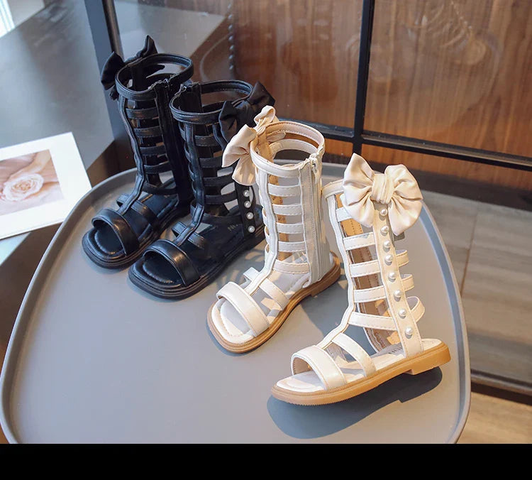 Gladiator Children's Shoes 2026 New Summer Platform Sandals for Girls Princess High-top Side Zipper Roman Sandals Child I03195