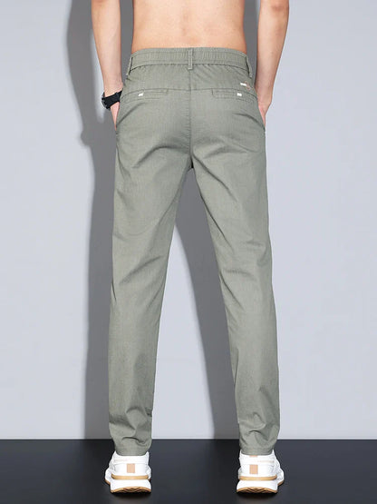 Cotton Thin Men's Business Casual Pants Summer Straight Slim Fit Fashion Stretch Solid Trousers Korean Men's Pants Size 28-38