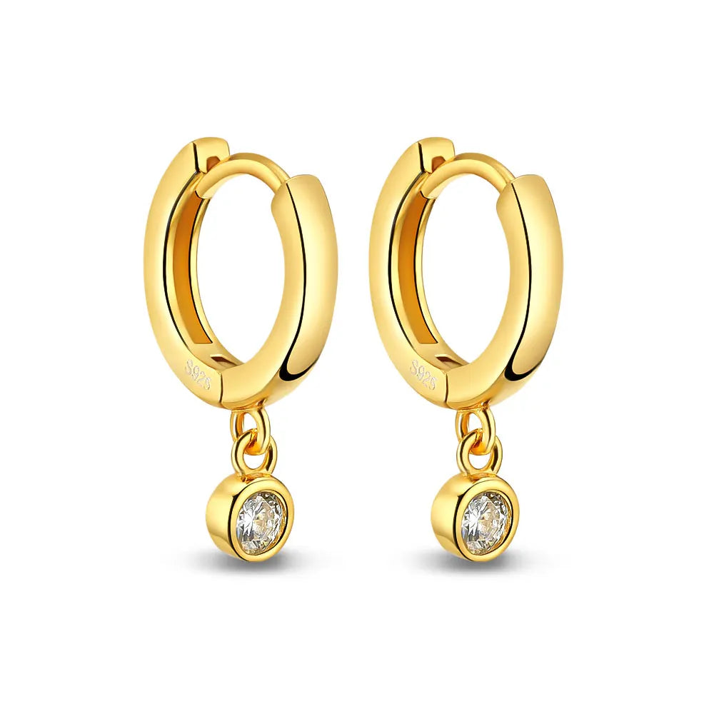 D VVS1 Round Moissanite Pendant Earrings for Women Sparkling Fine jewelry s925 Sliver Plated White Gold Hoop Earring