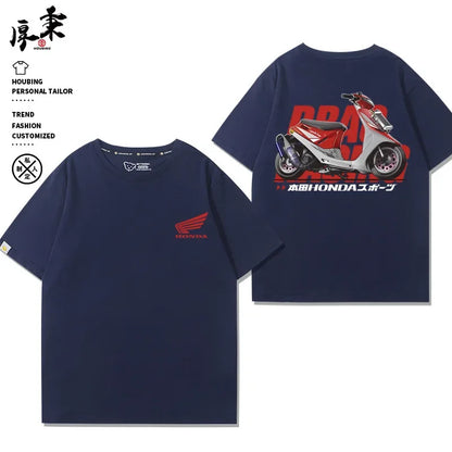 Motorcycle T Shirt Men Scooter Racing Graphic Tee 100% Cotton Casual Streetwear Top