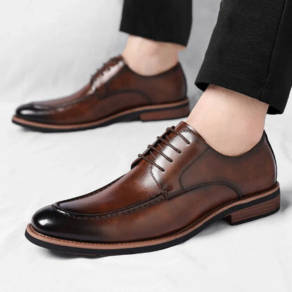 Fashion Designer's New Gentleman's Brown and Black Lace-up Men's Formal Leather Shoes